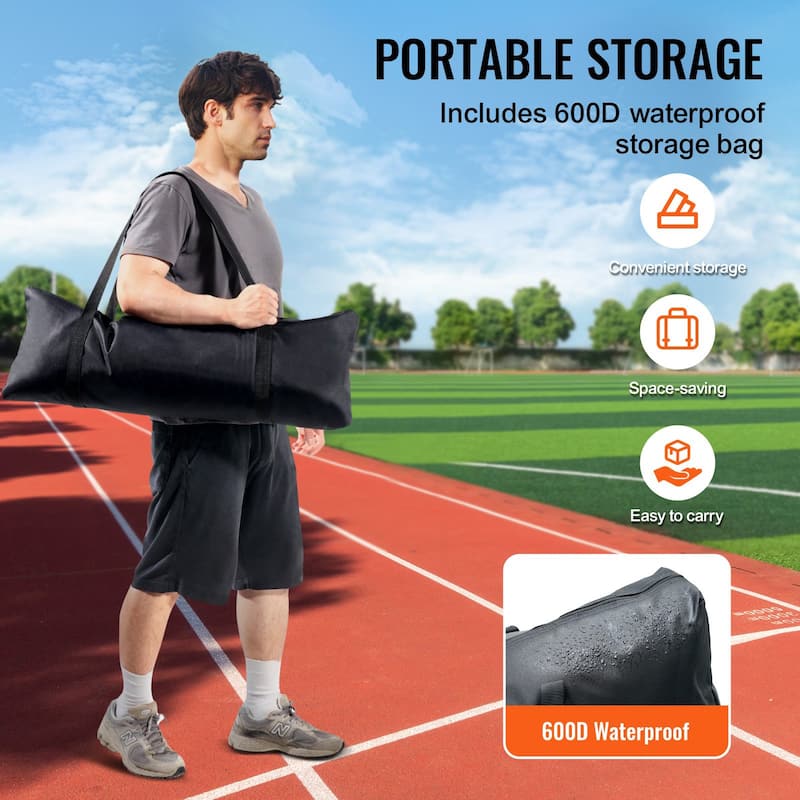 12 x 9 Feet Portable Compact Barricade Backstop Netting with Steel Pipe Frame and Carry Bag