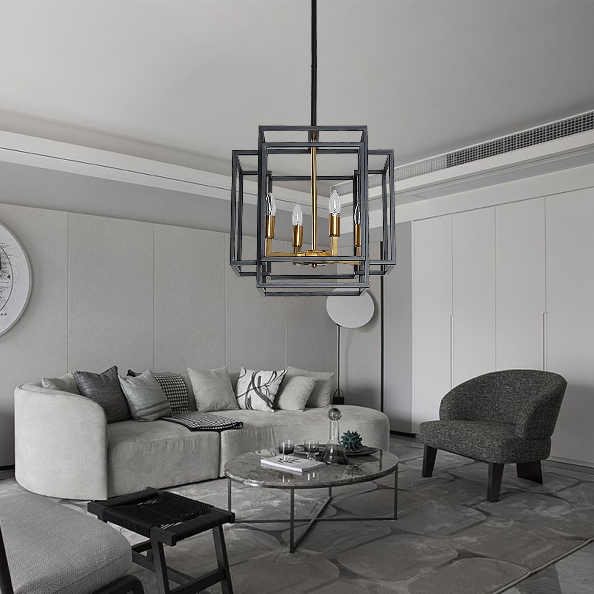 4 light lantern geometric pendant top