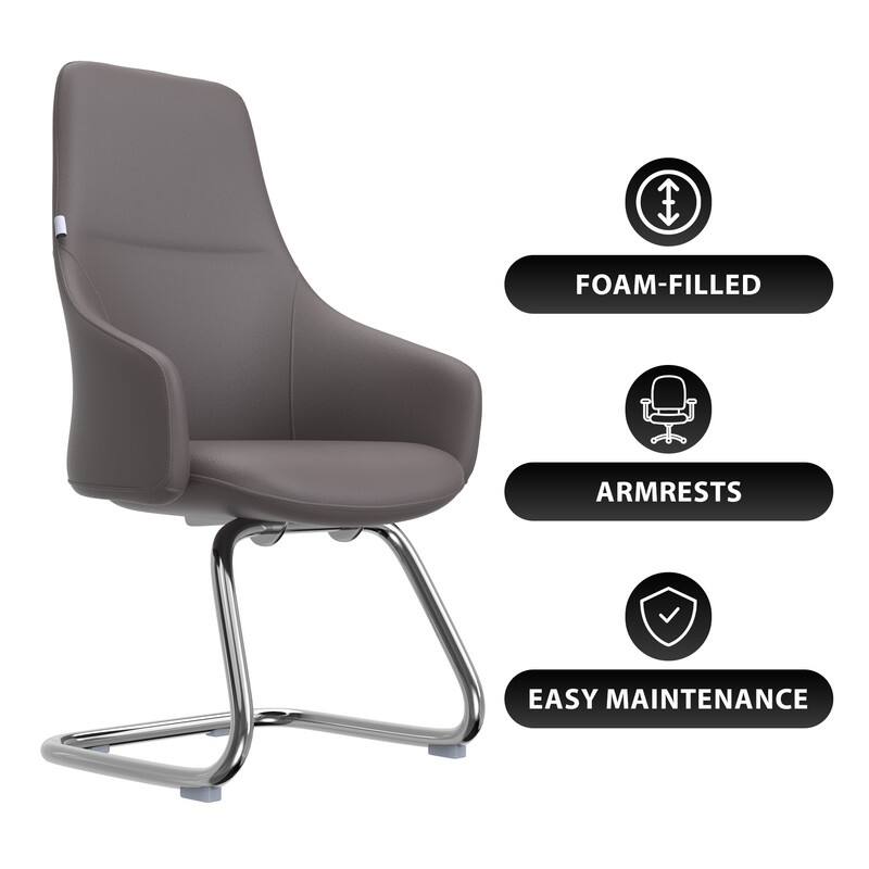 Celeste Modern Leather Office Chair with Iron Frame, Fixed Armrests, Foam Padding, Easy-Clean Upholstery & Quick Assembly