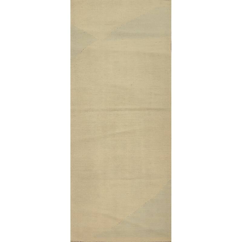 Hand Woven Oriental 100% Wool Carpet Southwestern Modern Beige & Ivories Kilim Runner Rug - 5' 9'' X 2' 2''