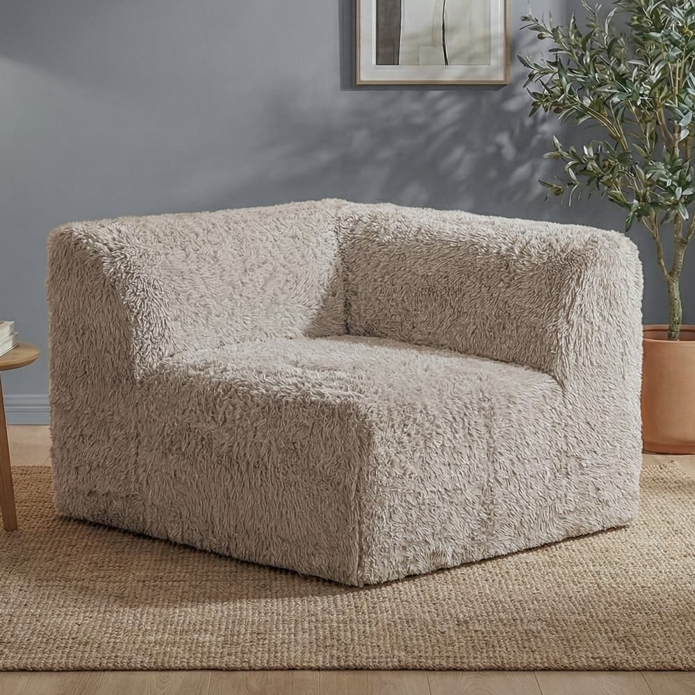 Furniture of America Ylena Modern Faux Fur Foam Modular Compressed Sofa Chair