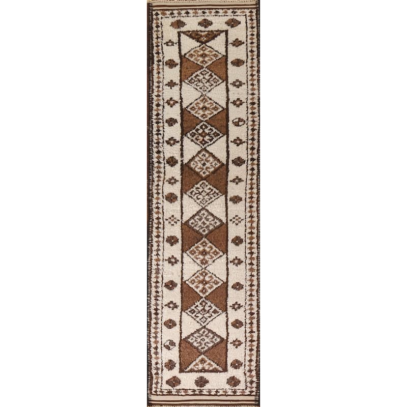 Anatolian Beige Oriental Runner Rug Handmade Wool Carpet - 2'8"x 12'4"
