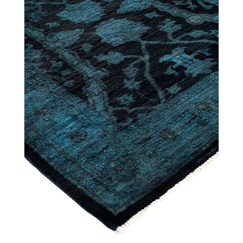 Vibrance, One-of-a-Kind Handmade Runner Rug - Black, 3' 1" x 17' 9" - 3' 1" x 17' 9"