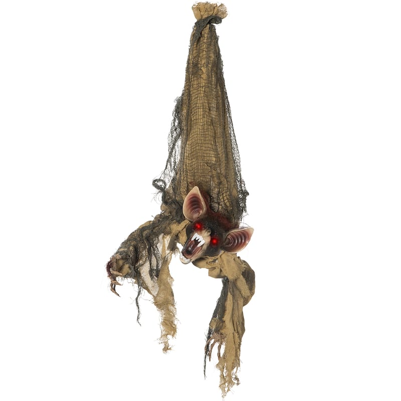 Outsunny 36" Life Size Outdoor Halloween Decorations Hanging Bat Opening Month, Animated Prop