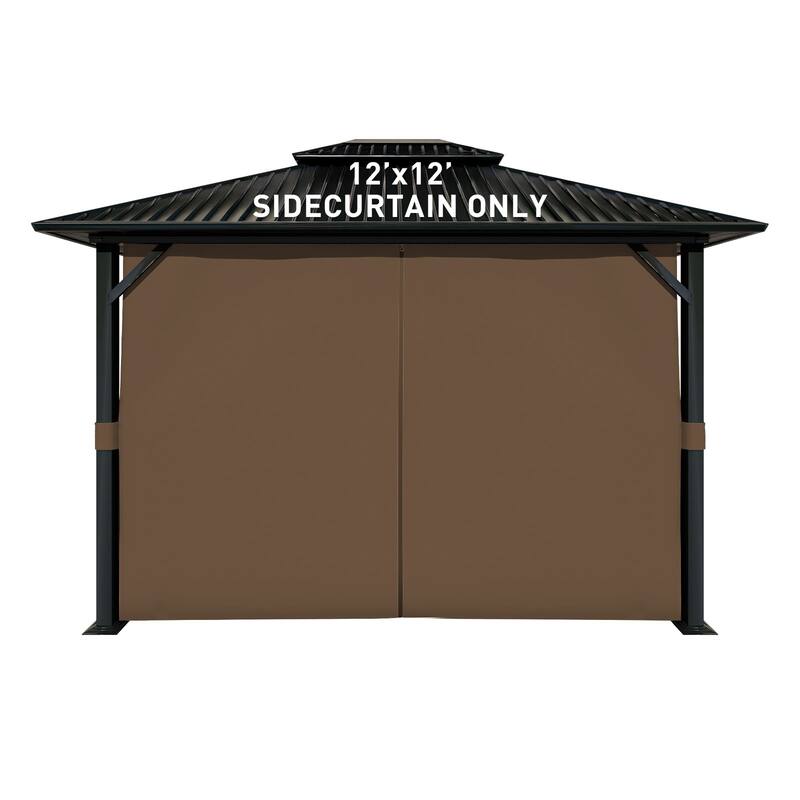 Aoodor Gazebo Curtain Replacement-Universal 4-Panel Sidewalls, Curtain Only - 12'x12' - Brown