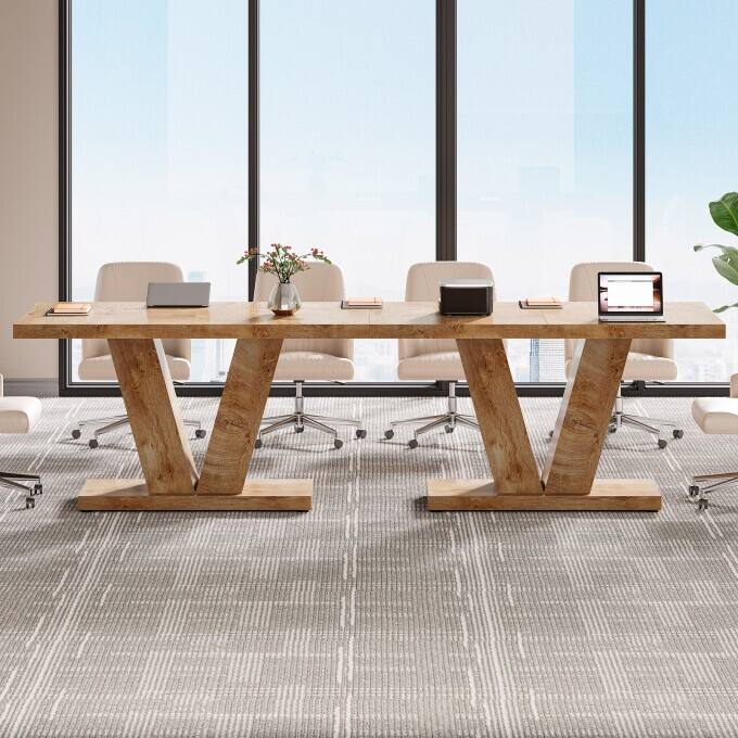 47-Inch Wooden Executive Desk with Heavy Duty Pedestal, Farmhouse Office Computer Desk for Home Office