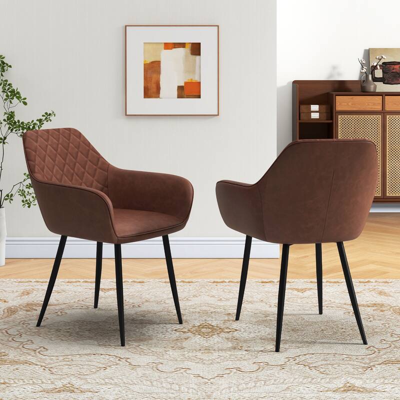 Gymax Leisure Dining Chair Set of 2 Upholstered Accent Chairs w/