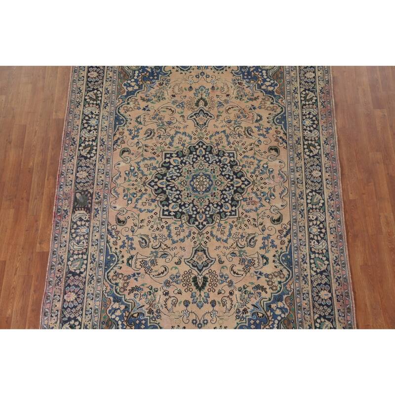 Hand Knotted Oriental 100% Wool Carpet Traditional Floral Peach Hamedan Area Rug - 9' 9'' X 5' 11''
