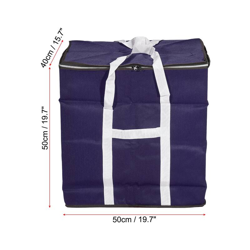Storage Tote with Zippers, 19.7" L Heavy Moving Tote Bags for Bedding - Blue