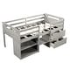 preview thumbnail 7 of 46, Wood Twin Loft Bed with 2 Shelves & 2 drawers for Bedroom(Antique Gray)