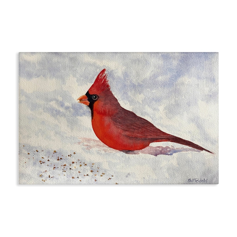 Stupell Red Cardinal in Snow Canvas Wall Art Design By Stephanie Fielden
