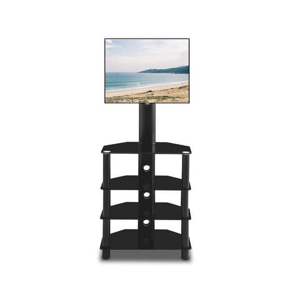 Multi Function 4 Tier Tempered Glass Metal Frame Floor Tv Stand Overstock
