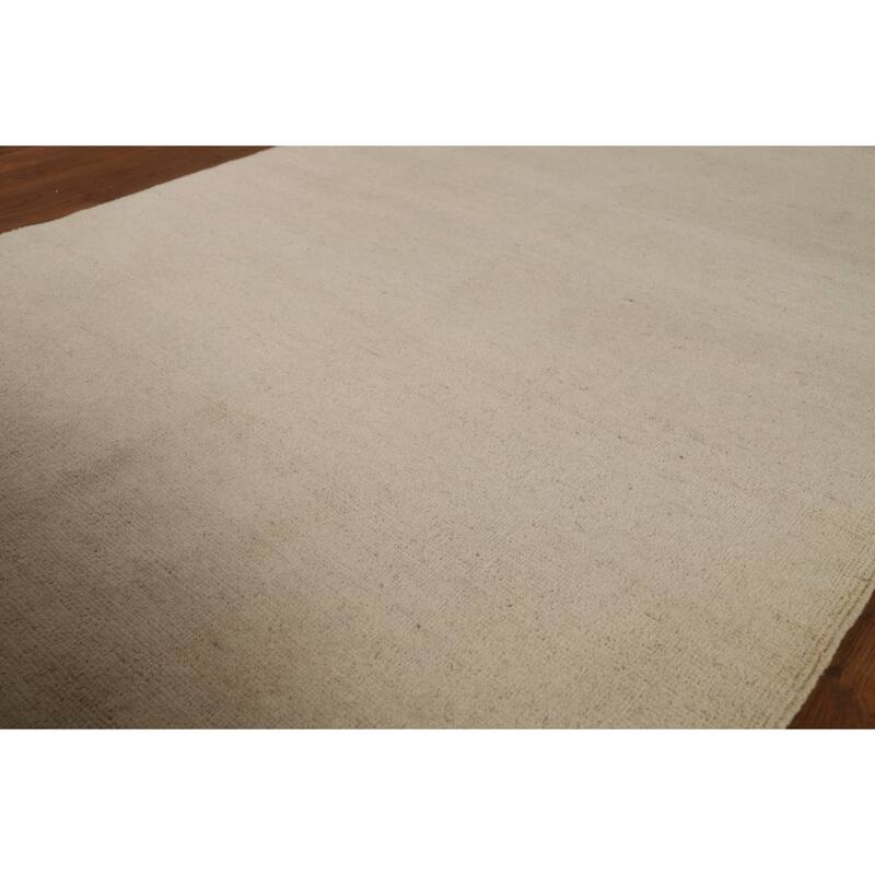 Beige Gabbeh Modern Rug Hand-Knotted Wool Carpet - 4'2"x 5'10"