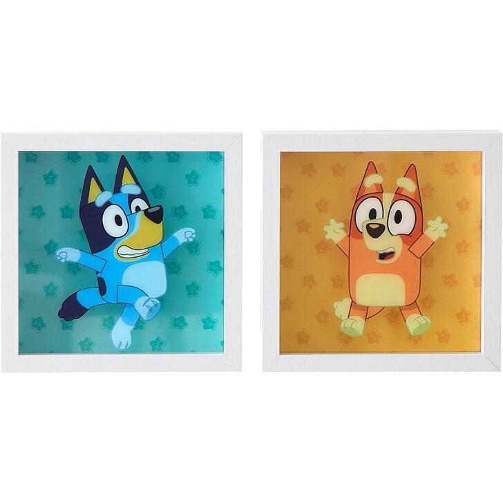 Bluey and Bingo 2 Piece Wall Art Set Framed Kids Room Decor