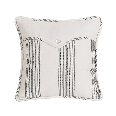HiEnd Accents Prescott Striped Linen Weave Piped Edge Envelope Pillow, 18"x18"