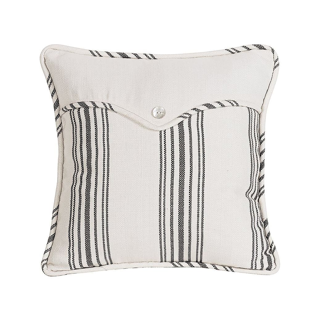 HiEnd Accents Prescott Striped Linen Weave Piped Edge Envelope Pillow, 18"x18"