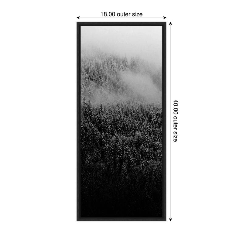 Kate and Laurel Sylvie Black and White Foggy Pine Forest in Winter Framed Canvas by Michael Schauer