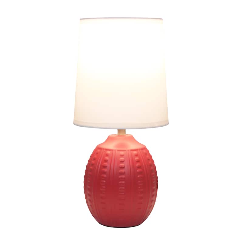 Ceramic Oval Table Lamp with Fabric Shade for Bedroom, Living Room - 6 x 6 x 13 in. (L x W x H)