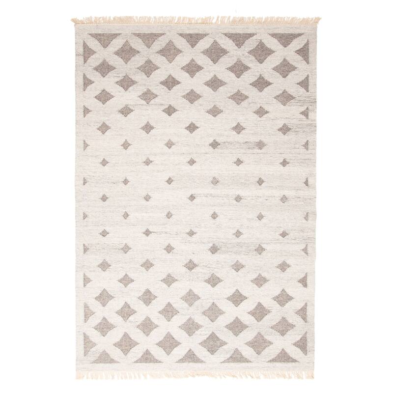 ECARPETGALLERY Flat-Weave Ankara FW Light Grey Wool Kilim - 5'2 x 7'7