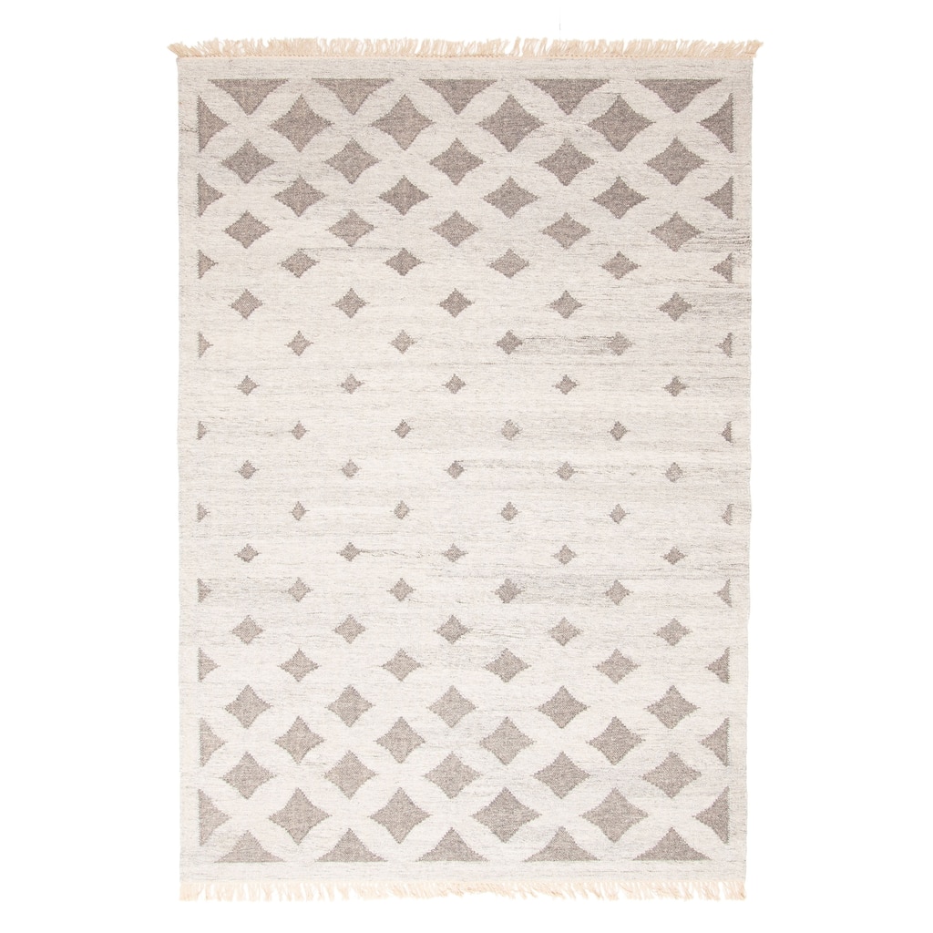 ECARPETGALLERY Flat-Weave Ankara FW Light Grey Wool Kilim - 5'2 x 7'7