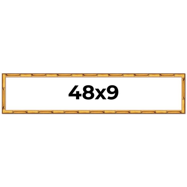 48x9 Frame Gold Bamboo Picture Frame Modern Photo Frame Includes UV Acrylic Shatter Guard Front Acid Free Foam Backing Board