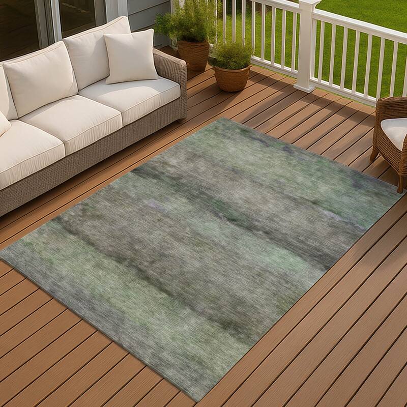Machine Washable Indoor/ Outdoor Contemporary Ombre Chantille Rug - Aloe - 5' x 7'6"