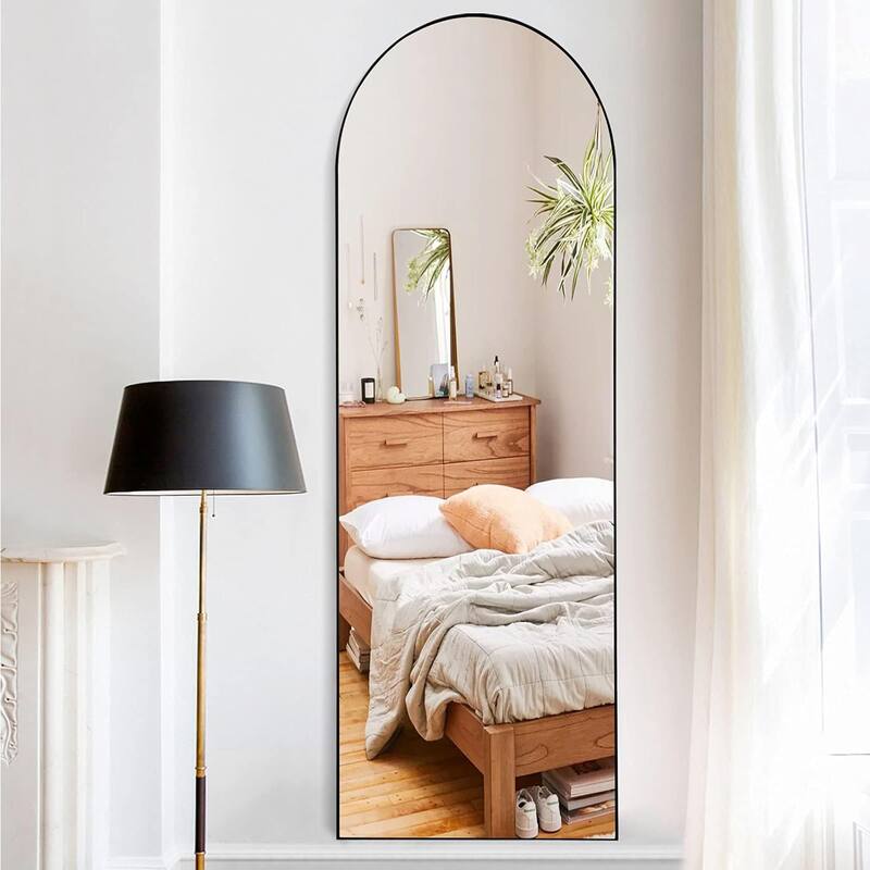 Arched Full Length Mirror with Stand, Floor Standing Mirrors for Bedroom Body Hanging Leaning Wall Living Room Cloakroom ﻿