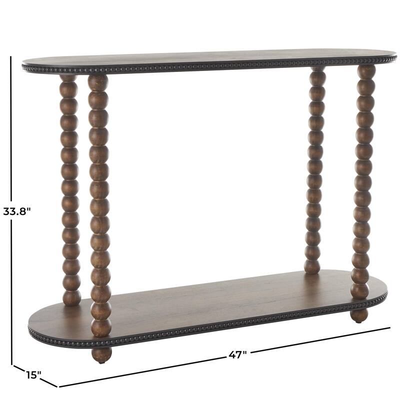Wood Oval Spindle Console Table with Beaded Edges - Brown - Roche River Decor