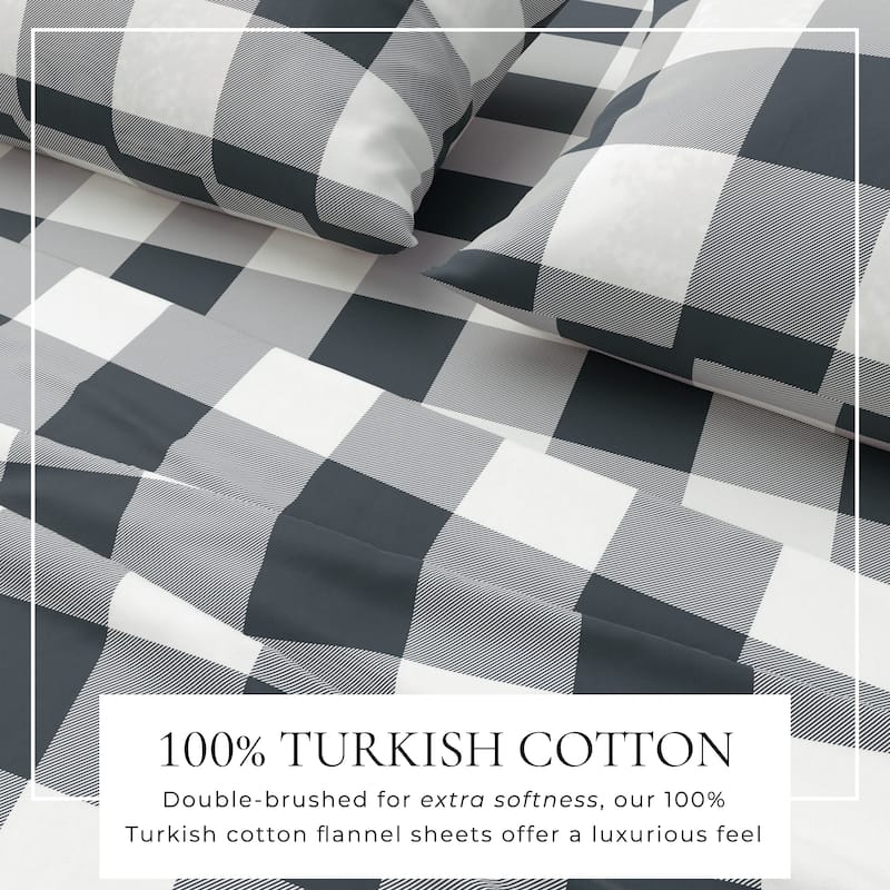 Linery & Co. Turkish Cotton Double-Brushed Printed Flannel Bed Sheet Set