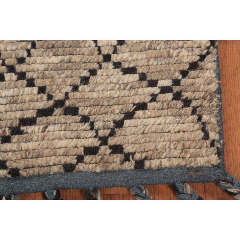Beige Moroccan Oriental Foyer Rug Hand-Knotted Wool Carpet - 2'0"x 3'0"