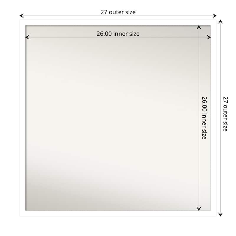Non-Beveled Wood Bathroom Wall Mirror - Svelte White Frame - 27 x 27 in - Svelte White