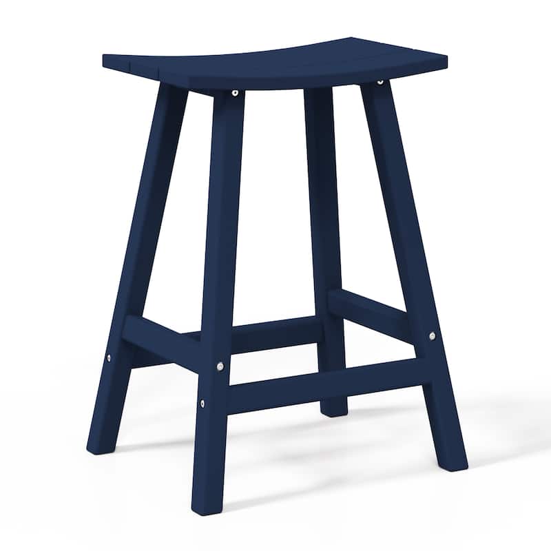 Laguna Hdpe All Weather Outdoor Patio 24" Saddle Seat Counter Stool (Set Of 2)