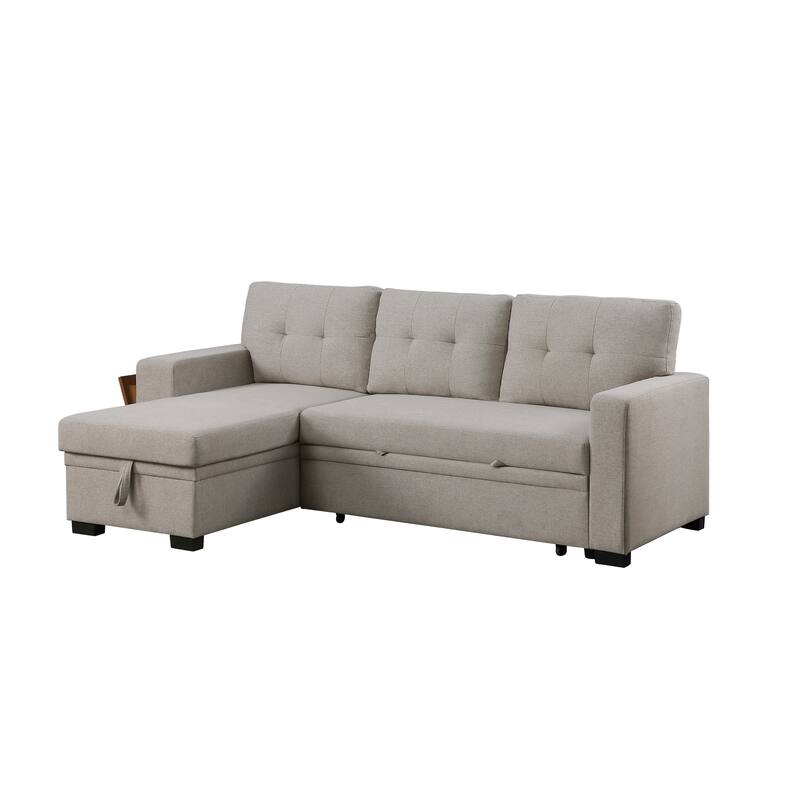 Green L - Shaped Wooden Accent Sofa With Storage Space