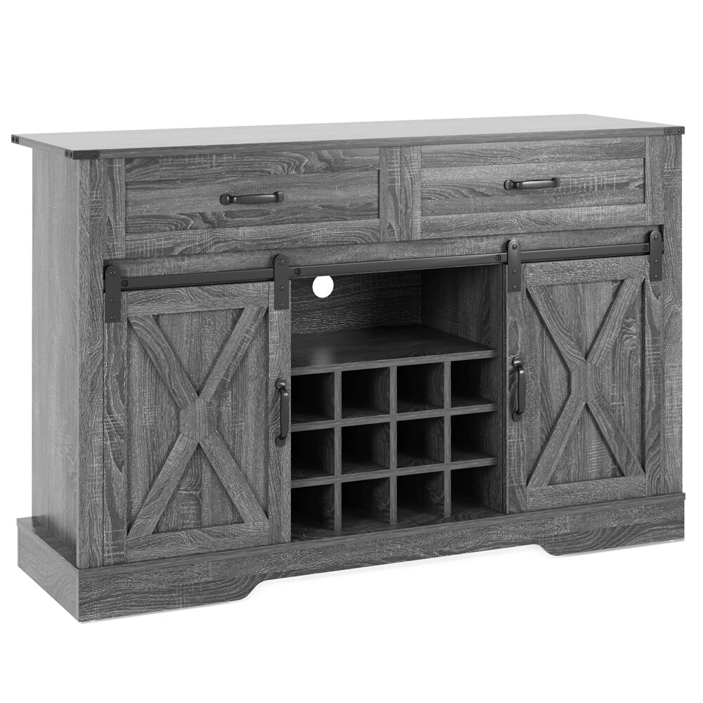 Coffee Storage TV Cabinet Buffet Cabinet with Sliding Barn Door