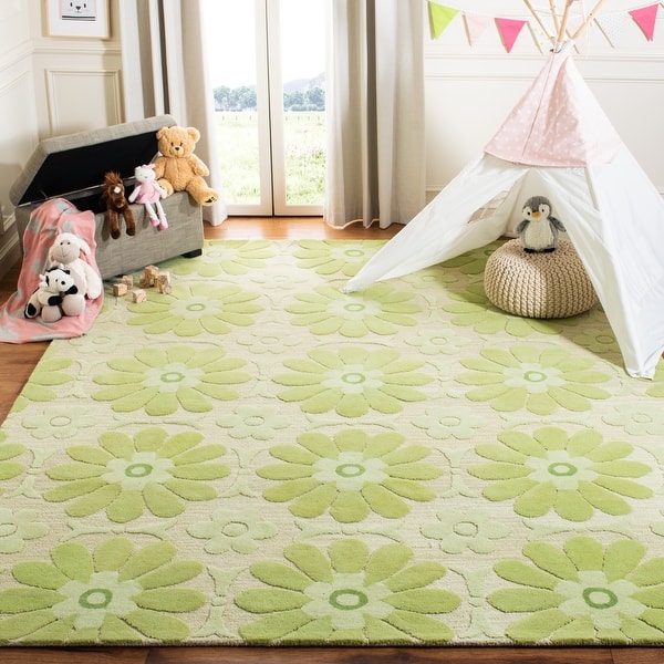 slide 2 of 21, SAFAVIEH Handmade Kids Ilme Wool Rug 8' x 10' - Beige/Green - Rectangle