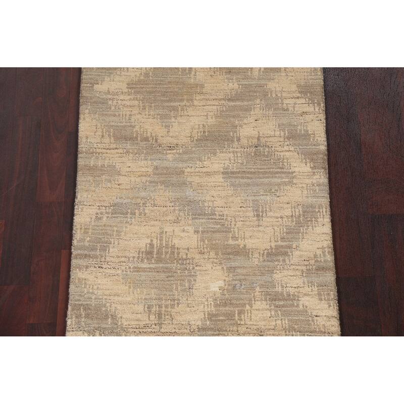 Geometric Gabbeh Kashkoli Wool Runner Rug Hand-knotted Oriental Carpet - 2'6" x 10'9"