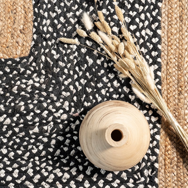 Nuloom Geometric Casual Natural Fiber Jute And Cotton Token Area Rug