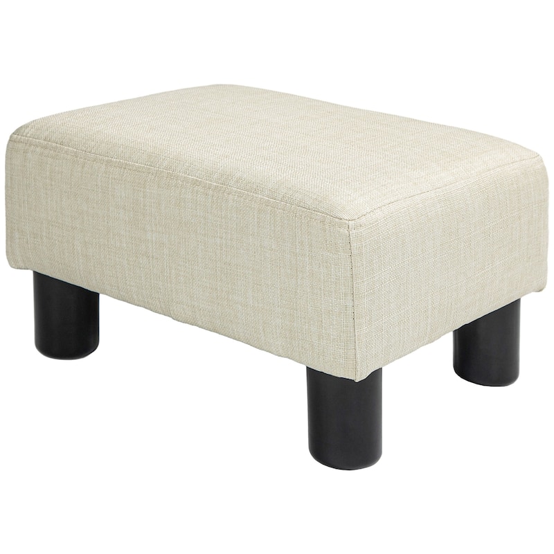 16" Cube Modern Linen Footrest Ottoman