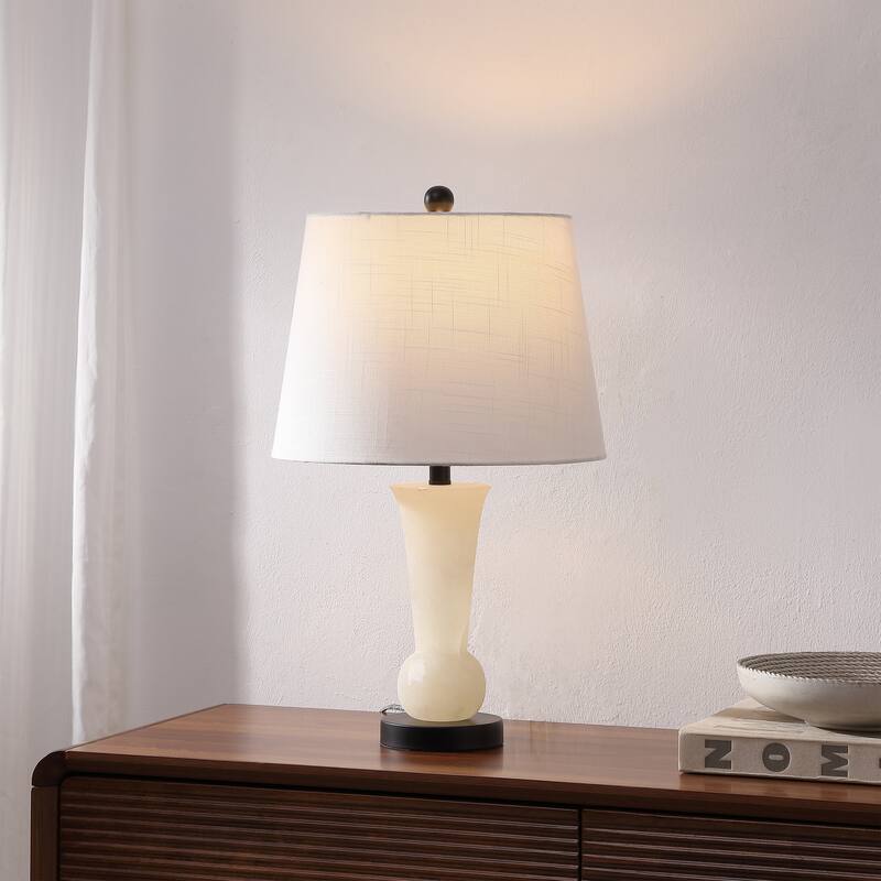 JONATHAN Y Eliza 23" Alabaster LED Table Lamp, Crystal Base
