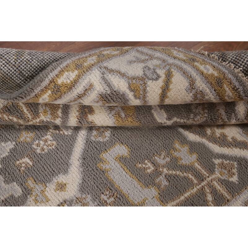 Transitional Green Oushak Oriental Area Rug Handmade Wool Carpet - 3'11"x 5'11"