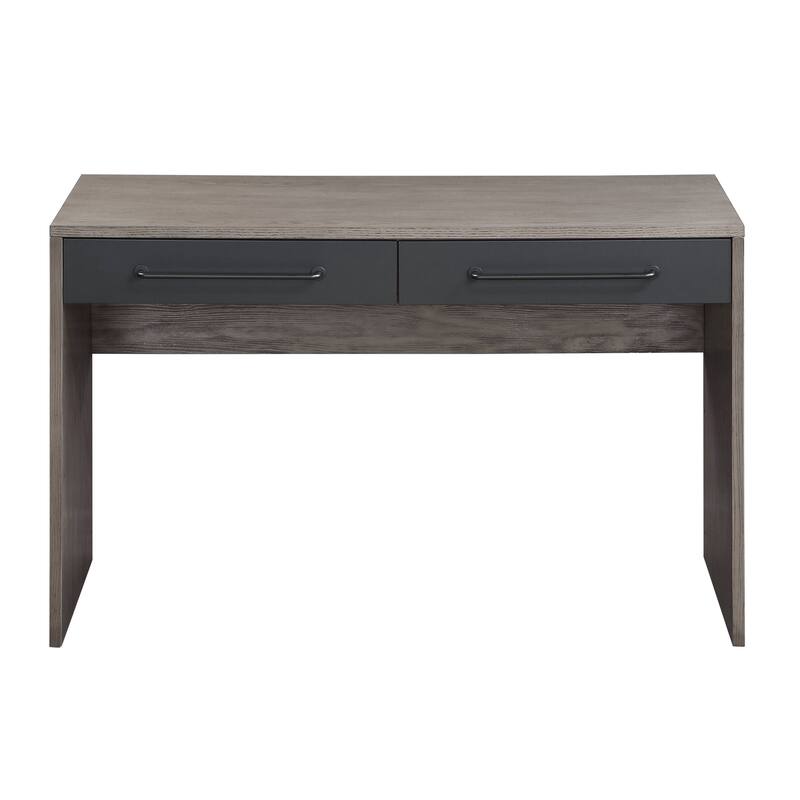 Elmore Grey Oak and Black Writing Desk with 2-Drawer