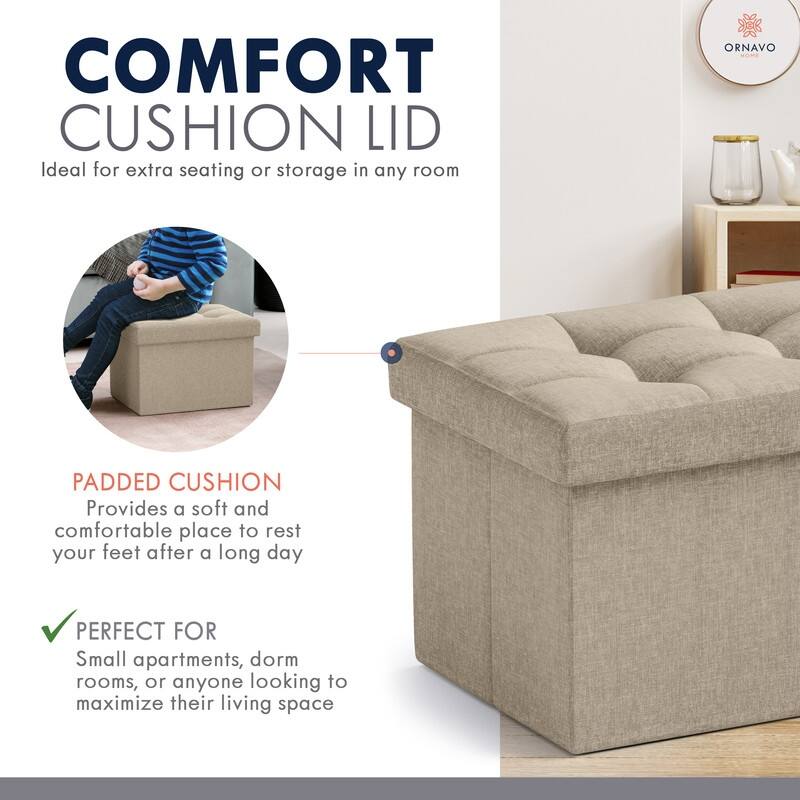 Small Foldable Rectangle Storage Ottoman