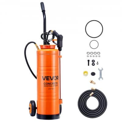 Orange 5Gal Stainless Steel Wheeled Garden Sprayer with Brass Nozzle - 13.78 × 13.19 × 43.70 in