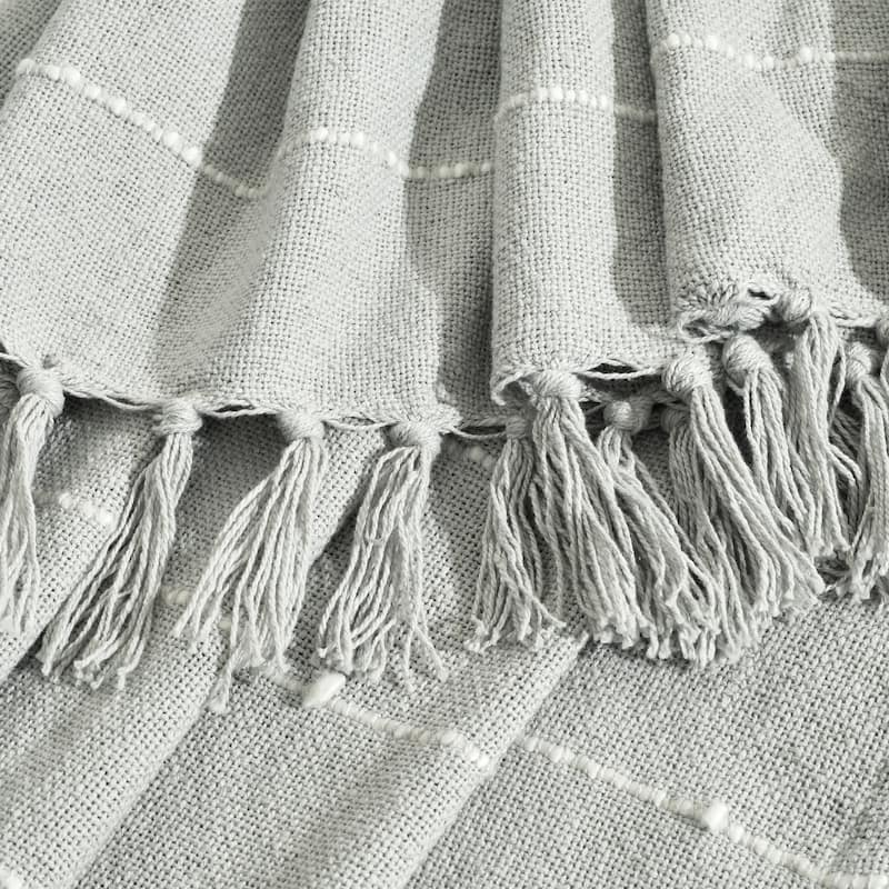 Lush Decor Boho Tufted Cotton Woven Tassel Fringe Throw Blanket