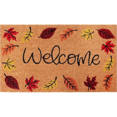 A1HC Natural Coco Coir Door Mat with Heavy Duty Non-Slip PVC Backing - 18" x 30" - Easy to Clean