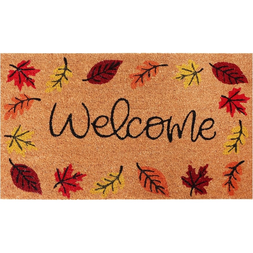 A1HC Natural Coco Coir Door Mat with Heavy Duty Non-Slip PVC Backing - 18" x 30" - Easy to Clean