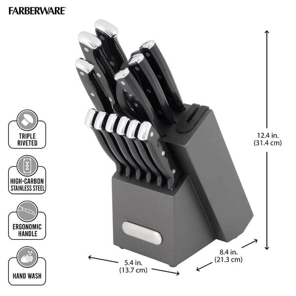 Farberware EdgeKeeper 14 Piece Cutlery Set with Block, Black N/A Bed Bath & Beyond 39576855