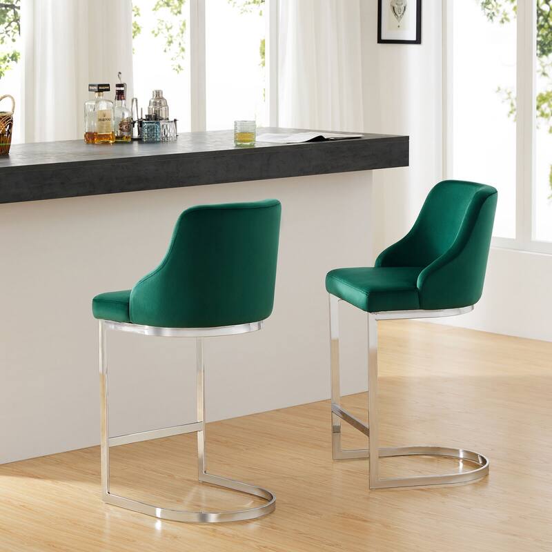 25.8'' Velvet/Leather Counter Height Bar Stools, Set of 2/3 - 36.6"H x 18.9"W x 20.5"D