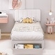 preview thumbnail 20 of 46, VECELO Kids Bed Frame, Plantform Beds with Storage Drawer, Height Adjustable Upholstered Bed, Twin Size Bed Set of 2