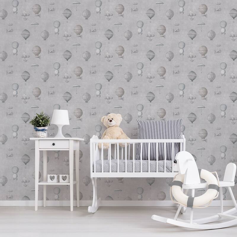 Galerie Wallcoverings Nostalgie Collection Air Ships Balloons Effect Non-woven Metallic Wallpaper Roll